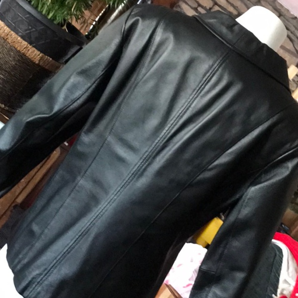 Jacket leather black Medium zip - Picture 3 of 7